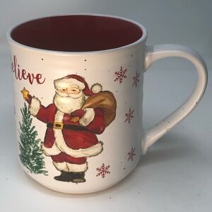 Festive Santa Claus Mug 🎅🏻- Red and White with snowflakes and a Christmas tree 🎄